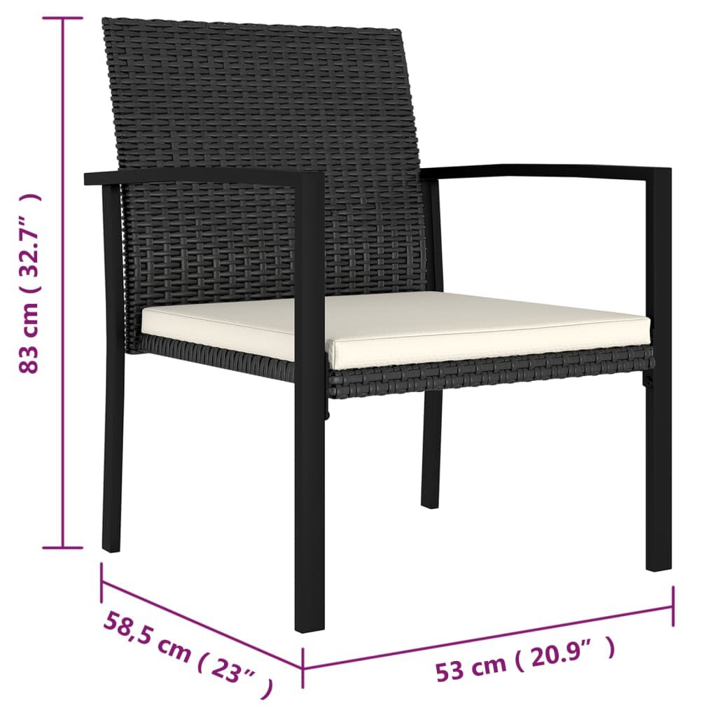 vidaXL Garden Dining Chairs 2 pcs Poly Rattan Black
