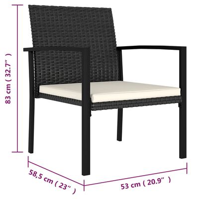 vidaXL Garden Dining Chairs 2 pcs Poly Rattan Black, black vidaXL Garden Dining Chairs 2 pcs Poly Rattan Black