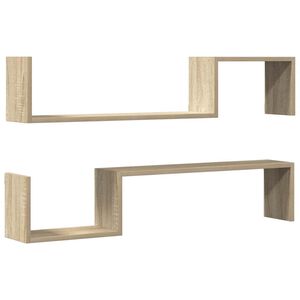 vidaXL Wall Shelves 2 pcs Sonoma Oak 100x15x20 cm Engineered Wood