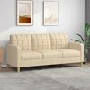 vidaXL 3-Seater Sofa Cream 180 cm Fabric