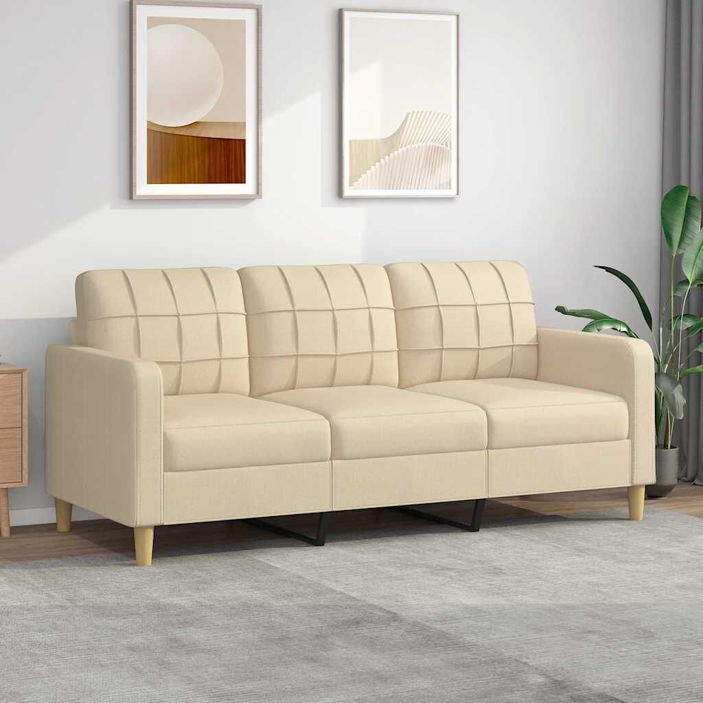 vidaXL 3-Seater Sofa Cream 180 cm Fabric