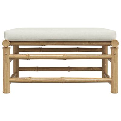 vidaXL Garden Footrest with Cream White Cushion Bamboo, white vidaXL Garden Footrest with Cream White Cushion Bamboo