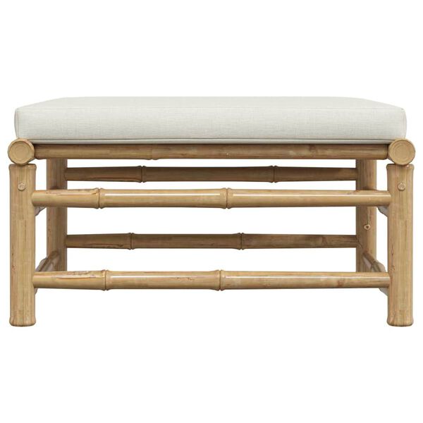 vidaXL Garden Footrest with Cream White Cushion Bamboo