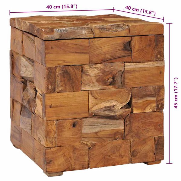 vidaXL Storage Stool Solid Teak Wood