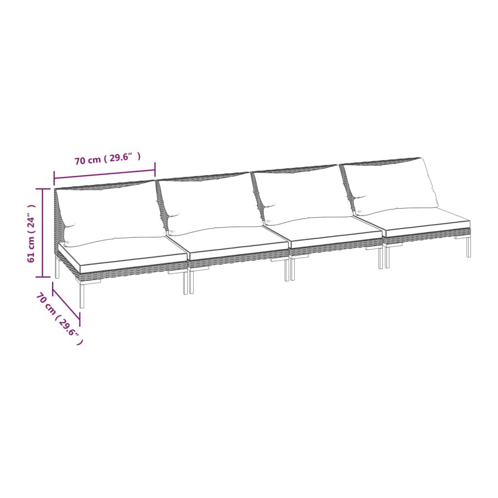 vidaXL 4 Piece Garden Lounge Set with Cushions Poly Rattan Dark Grey