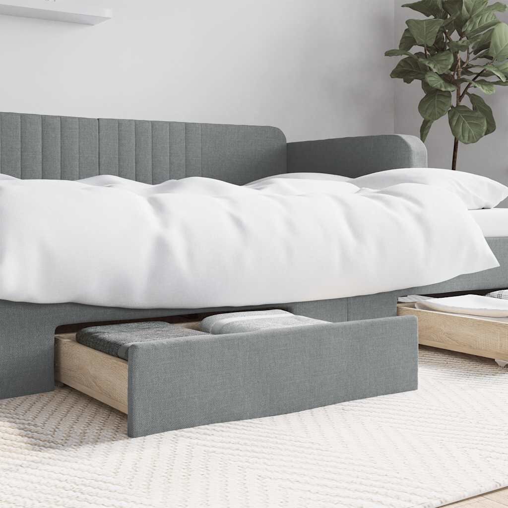 vidaXL Bed Drawers 2 pcs Light Grey Engineered Wood and Fabric