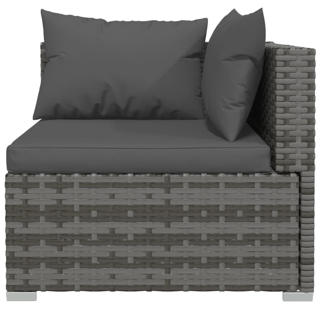 vidaXL 9 Piece Garden Lounge Set with Cushions Poly Rattan Grey