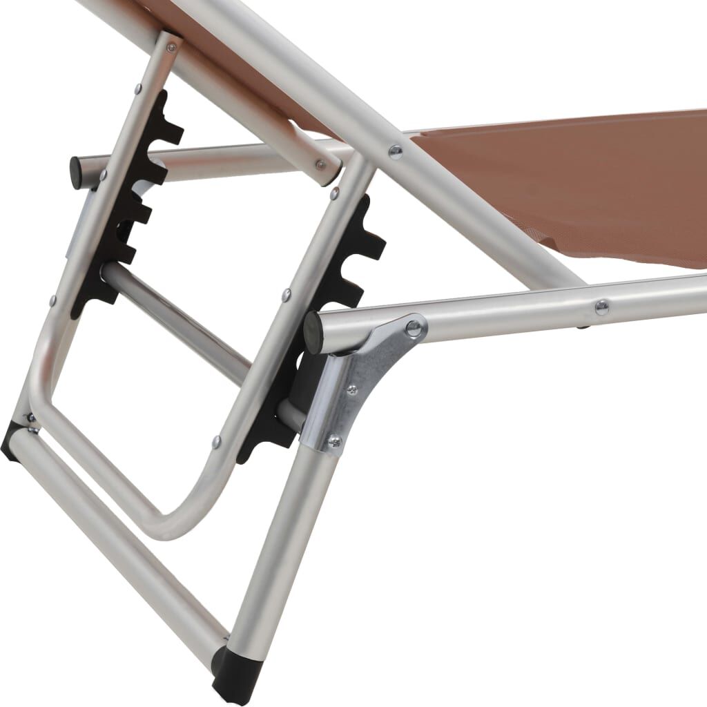 vidaXL Folding Sun Lounger with Roof Aluminium and Textilene Brown