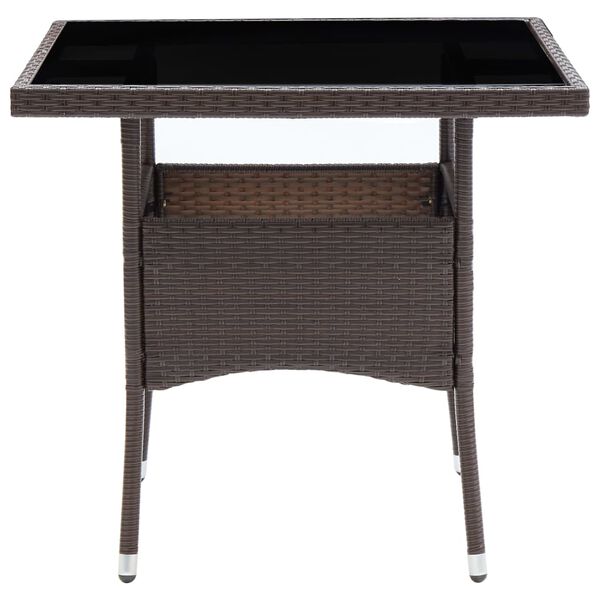 vidaXL 3 Piece Garden Dining Set Brown Poly Rattan and Glass
