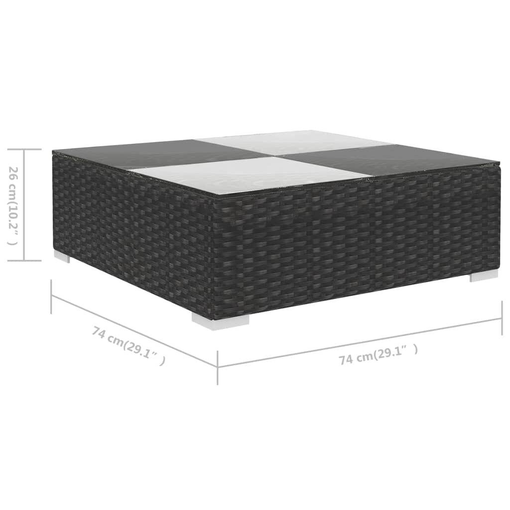 vidaXL 6 Piece Garden Lounge Set with Cushions Poly Rattan Black