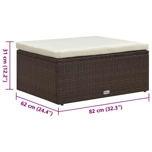 vidaXL 5 Piece Garden Lounge Set with Cushions Poly Rattan Brown