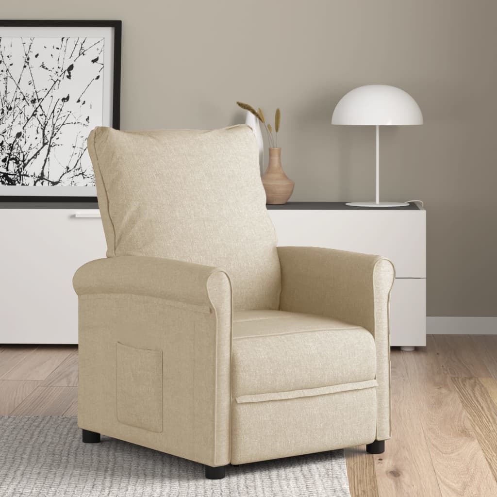 vidaXL Recliner Chair Cream Fabric