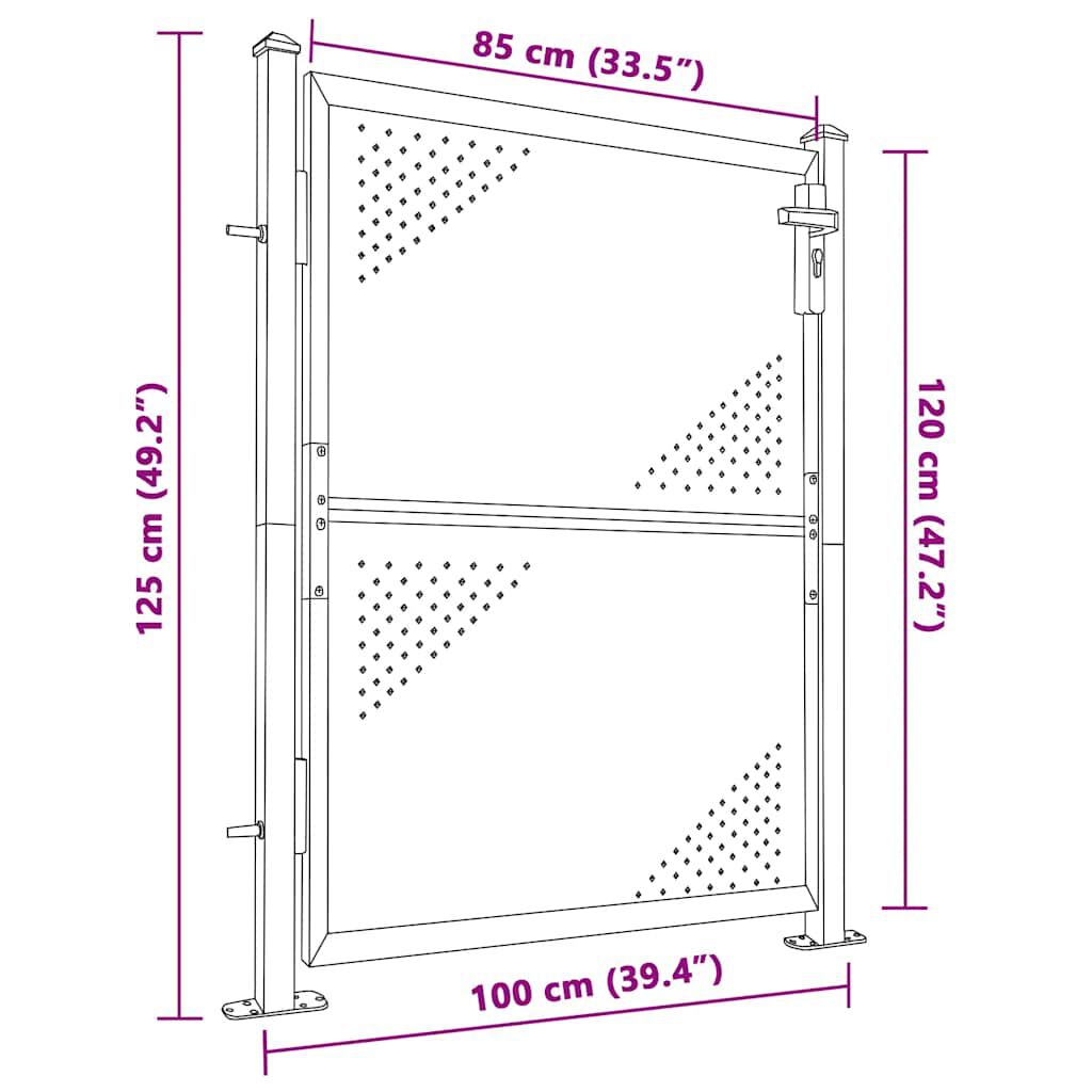 vidaXL Garden Gate 100x125 cm Stainless Steel