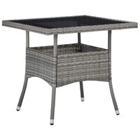 vidaXL Outdoor Dining Table Grey Poly Rattan and Glass, grey vidaXL Outdoor Dining Table Grey Poly Rattan and Glass