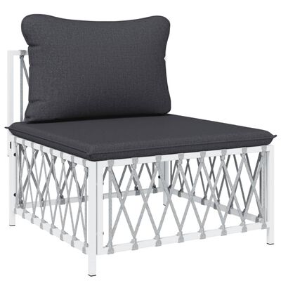 vidaXL 8 Piece Garden Lounge Set with Cushions White Steel, white vidaXL 8 Piece Garden Lounge Set with Cushions White Steel