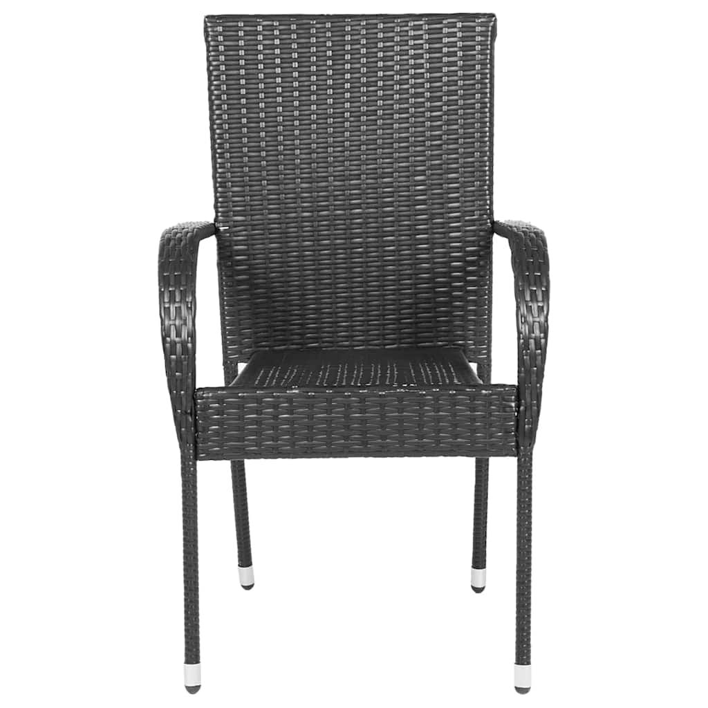 vidaXL Stackable Outdoor Chairs 4 pcs Poly Rattan Black