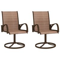 vidaXL Garden Swivel Chairs 2 pcs Textilene and Steel Brown, brown vidaXL Garden Swivel Chairs 2 pcs Textilene and Steel Brown