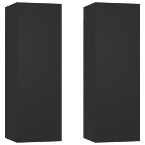 vidaXL TV Cabinets 2 pcs Black 30.5x30x90 cm Engineered Wood
