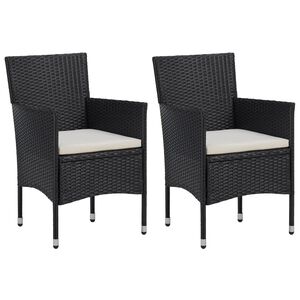 vidaXL Garden Dining Chairs 2pcs Poly Rattan Black