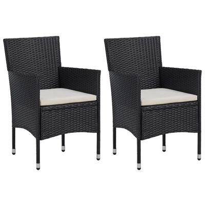 vidaXL Garden Dining Chairs 2pcs Poly Rattan Black, black vidaXL Garden Dining Chairs 2pcs Poly Rattan Black