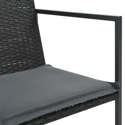 vidaXL 5 Piece Outdoor Dining Set with Cushions Poly Rattan Black, black vidaXL 5 Piece Outdoor Dining Set with Cushions Poly Rattan Black