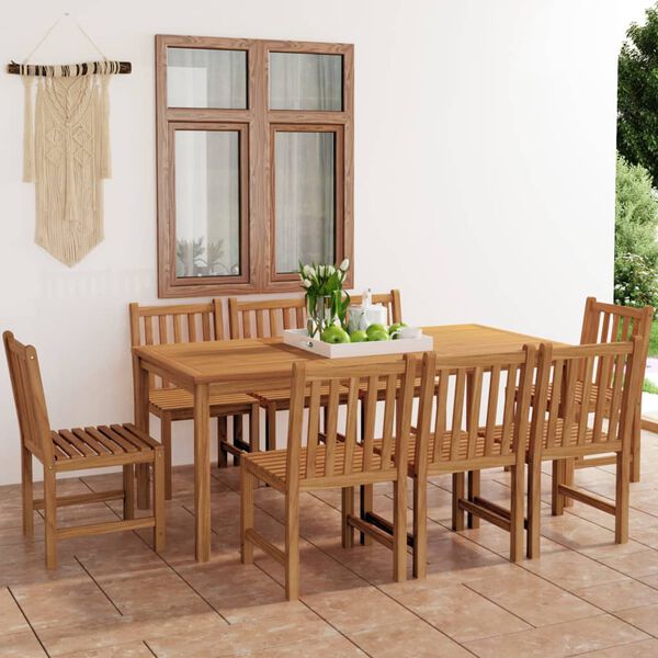 vidaXL 9 Piece Garden Dining Set 180x90 cm Solid Teak Wood