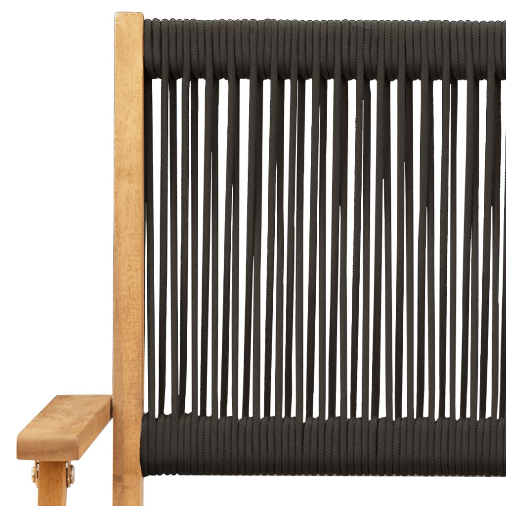 vidaXL Folding Garden Chairs 8 pcs Black Solid Wood Acacia