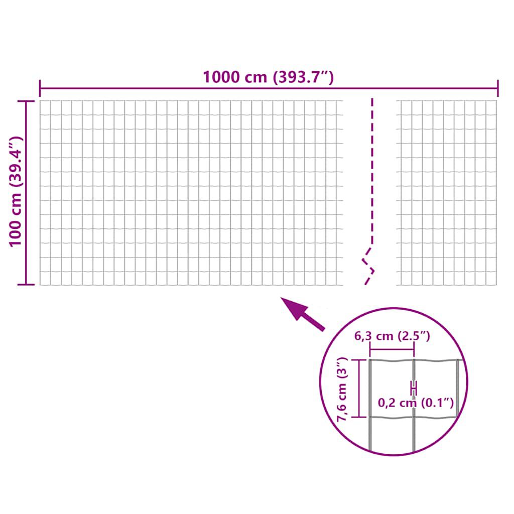 vidaXL Euro Fence Steel 10x1.0 m Green