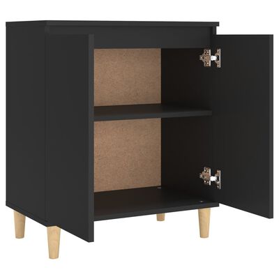 vidaXL Sideboard with Solid Wood Legs Black 60x35x70 cm Engineered Wood, black vidaXL Sideboard with Solid Wood Legs Black 60x35x70 cm Engineered Wood