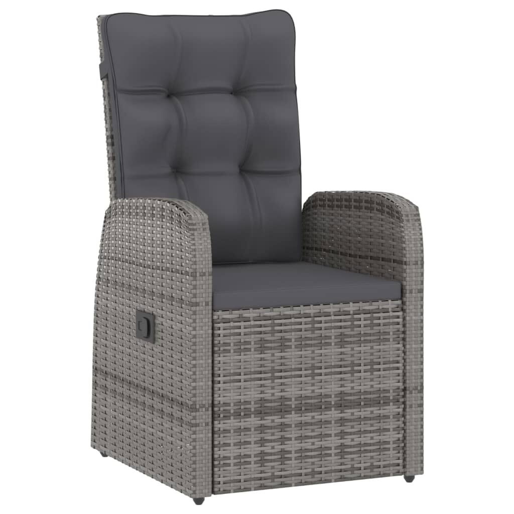 vidaXL 7 Piece Outdoor Dining Set with Cushions Poly Rattan Grey