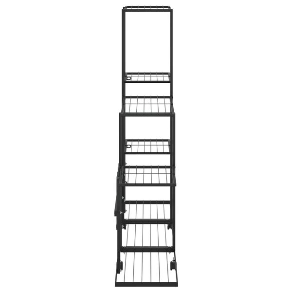 vidaXL Flower Stand with Wheel 94.5x25x92.5 cm Black Metal