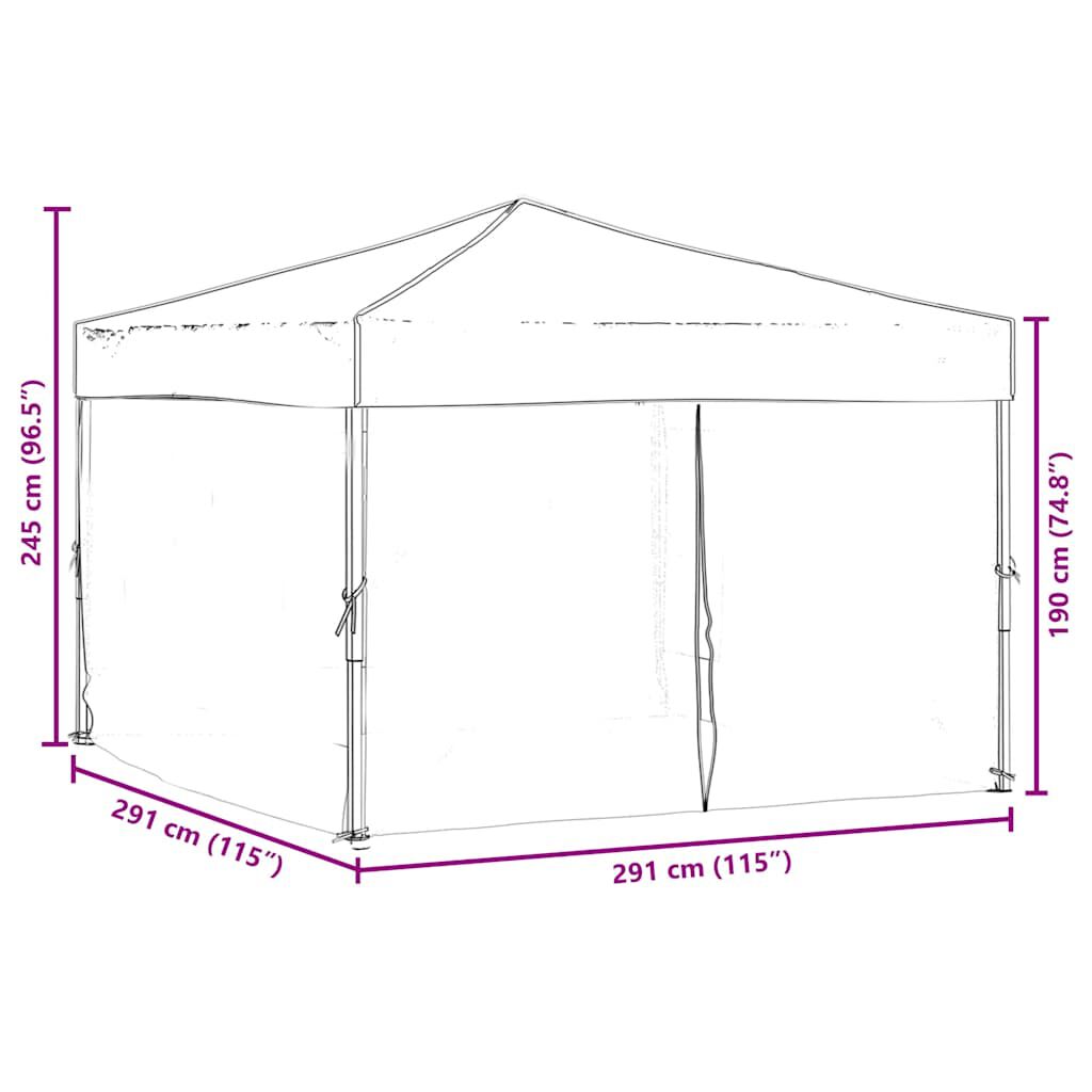 vidaXL Folding Party Tent with Sidewalls Taupe 3x3 m