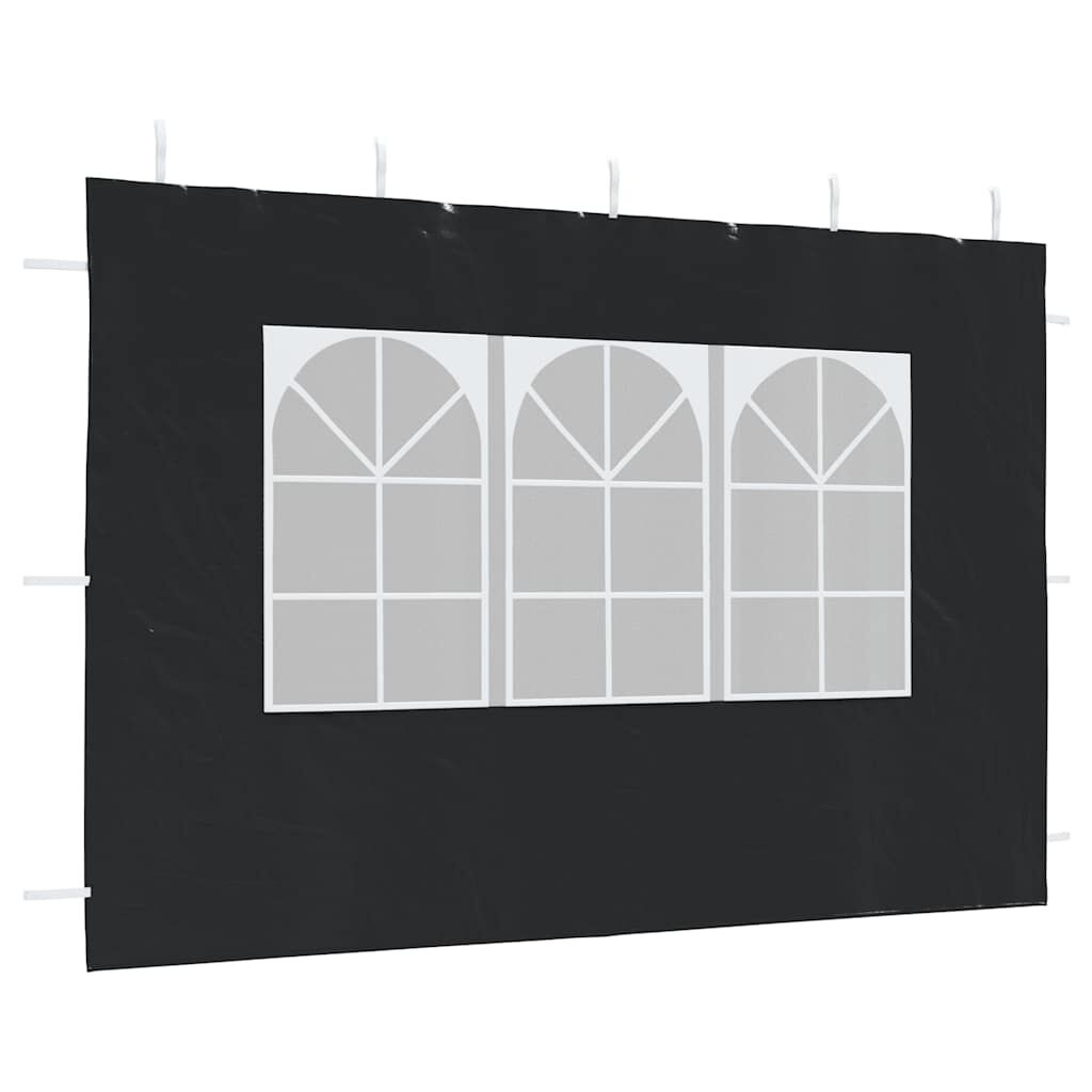 vidaXL Party Tent Sidewall 2 pcs with Window PE Anthracite