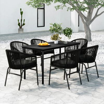 vidaXL 7 Piece Garden Dining Set Black