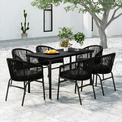 vidaXL 7 Piece Garden Dining Set Black, black vidaXL 7 Piece Garden Dining Set Black