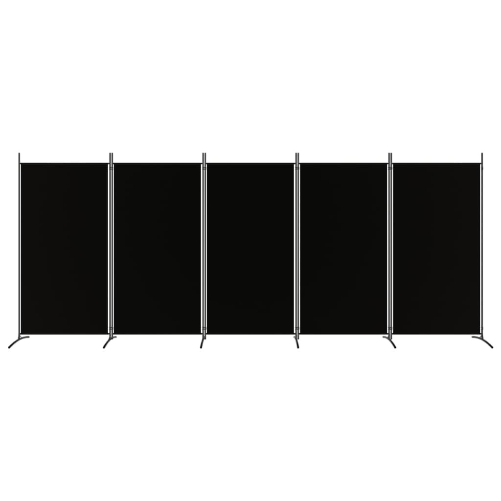 vidaXL 5-Panel Room Divider Black 433x180 cm Fabric