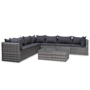 vidaXL 8 Piece Garden Lounge Set with Cushions Poly Rattan Grey