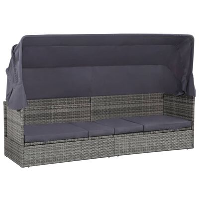 vidaXL Garden Bed with Canopy Grey 205x62 cm Poly Rattan, grey vidaXL Garden Bed with Canopy Grey 205x62 cm Poly Rattan