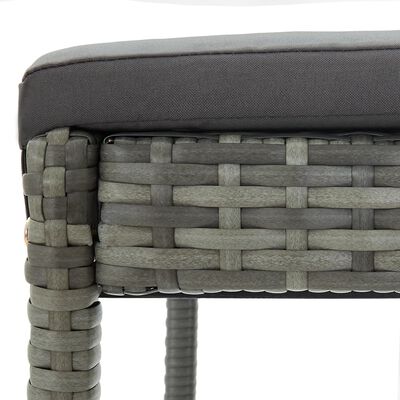 vidaXL Garden Bar Stools with Cushions 2 pcs Grey Poly Rattan, grey vidaXL Garden Bar Stools with Cushions 2 pcs Grey Poly Rattan