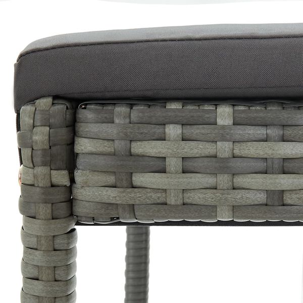 vidaXL Garden Bar Stools with Cushions 2 pcs Grey Poly Rattan