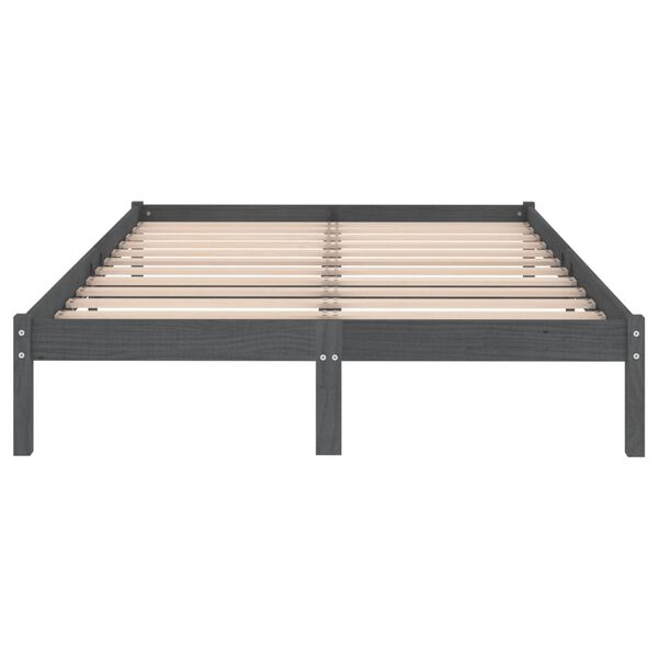 vidaXL Bed Frame without Mattress Grey Solid Wood Super King Size