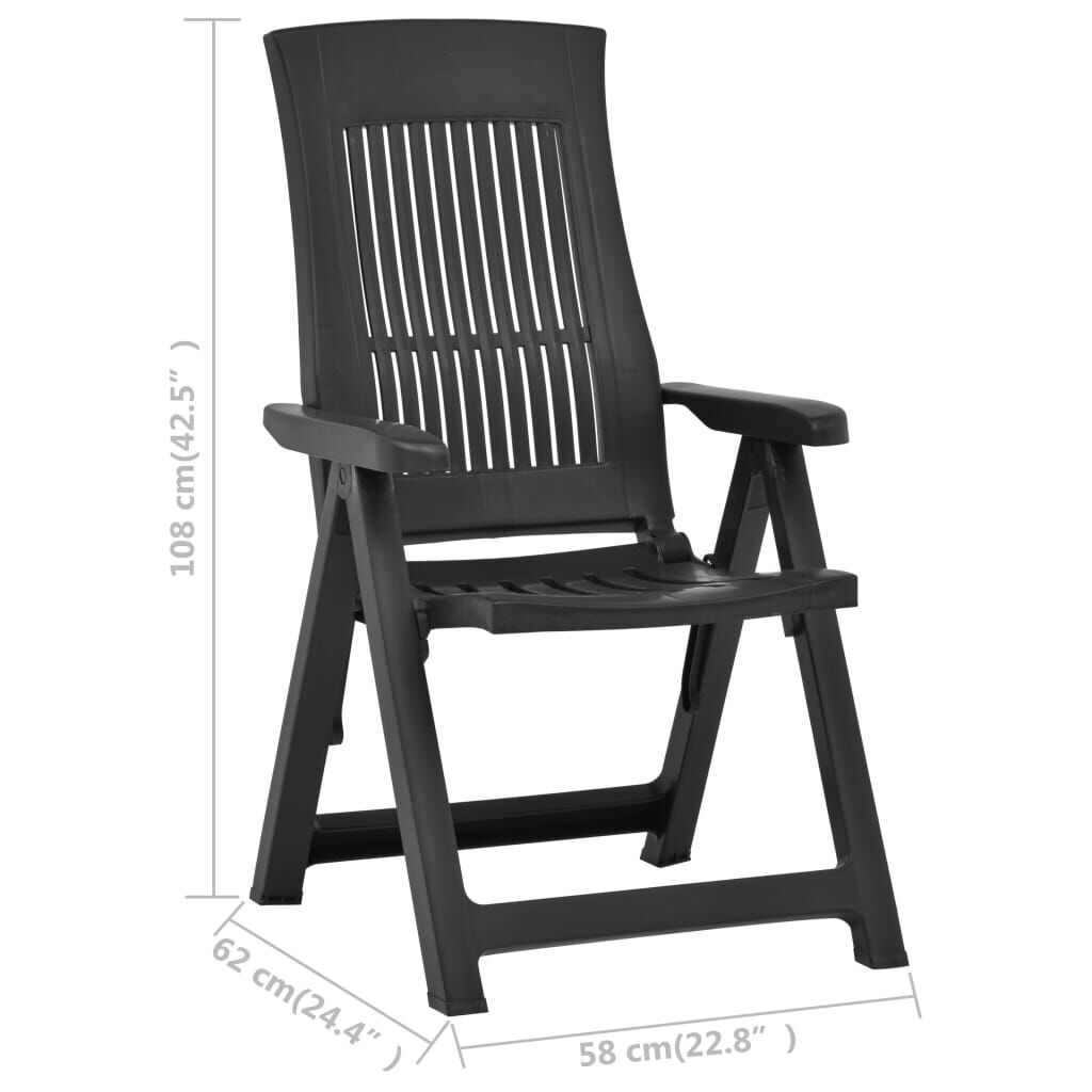 vidaXL Garden Reclining Chairs 2 pcs Plastic Anthracite