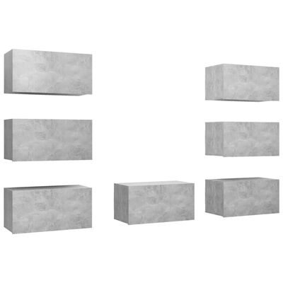 vidaXL TV Cabinets 7 pcs Concrete Grey 30.5x30x60 cm Engineered Wood