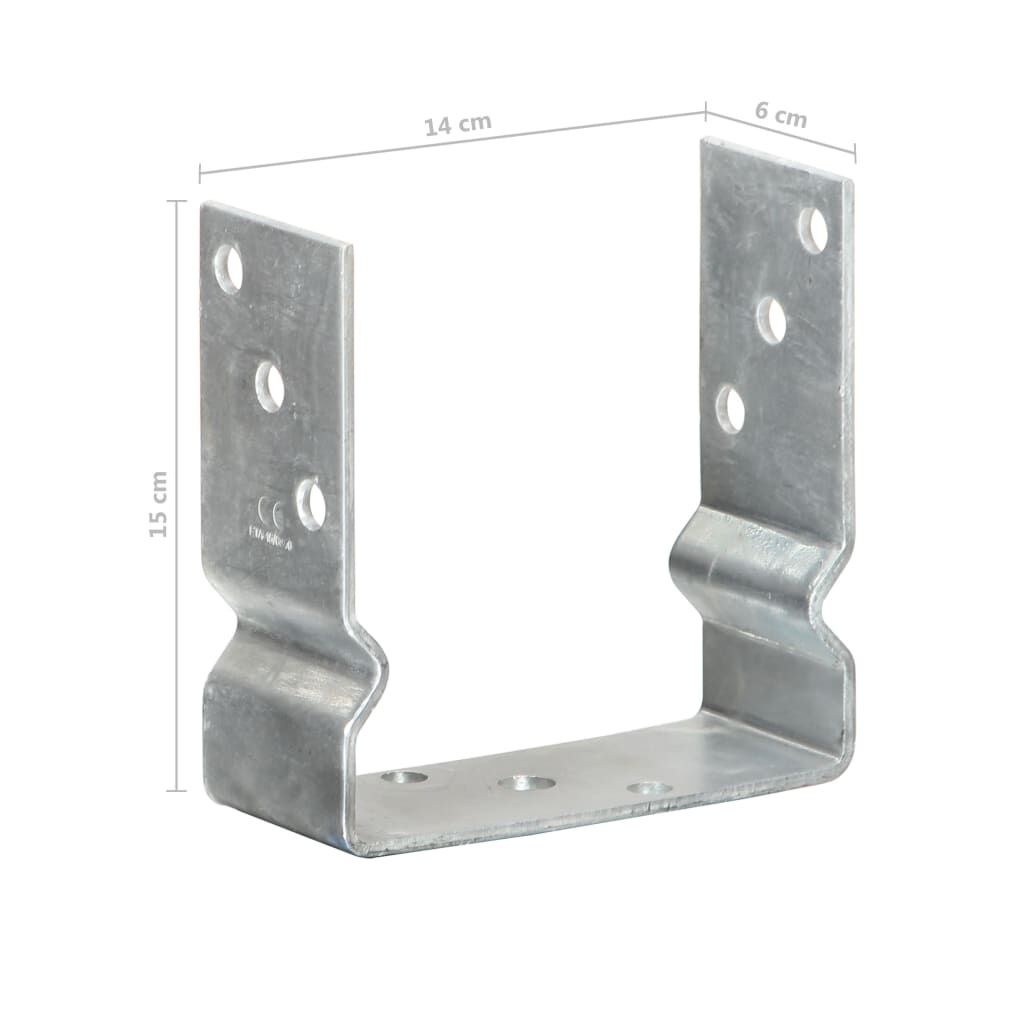 vidaXL Fence Anchors 2 pcs Silver 14x6x15 cm Galvanised Steel