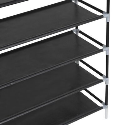 vidaXL Shoe Rack with 10 Shelves Metal and Non-woven Fabric Black, black vidaXL Shoe Rack with 10 Shelves Metal and Non-woven Fabric Black
