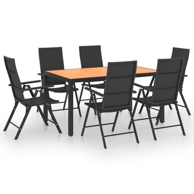 vidaXL 7 Piece Garden Dining Set Black and Brown,  vidaXL 7 Piece Garden Dining Set Black and Brown