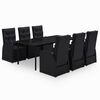 vidaXL 7 Piece Garden Dining Set with Cushions Black