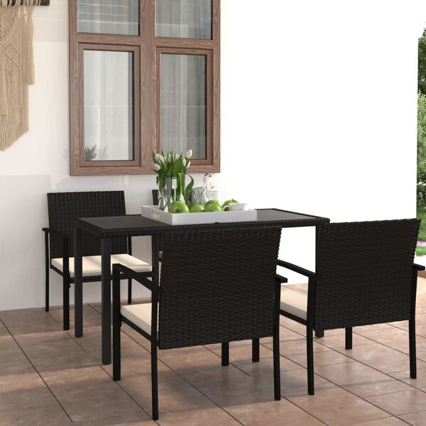 vidaXL 5 Piece Garden Dining Set Poly Rattan Black