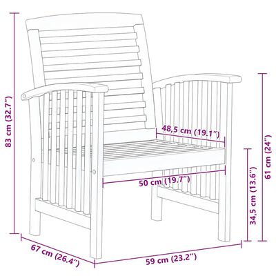 vidaXL Garden Chairs 2 pcs Solid Acacia Wood,  vidaXL Garden Chairs 2 pcs Solid Acacia Wood