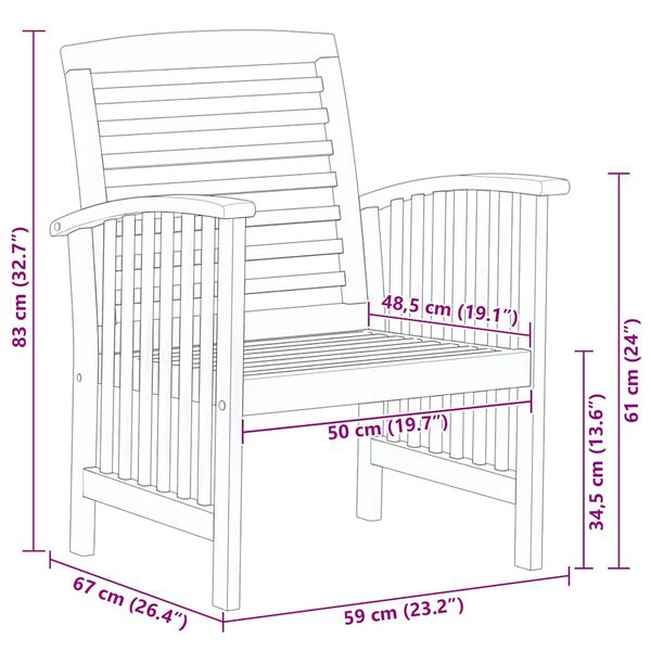vidaXL Garden Chairs 2 pcs Solid Acacia Wood